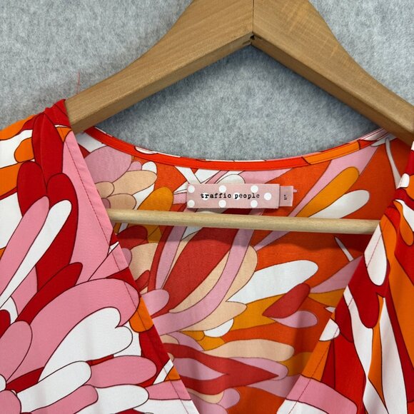 Traffic People Womens Maxi Dress A Line Smocked‎ Groovy Floral VNeck Size Large - Picture 6 of 16